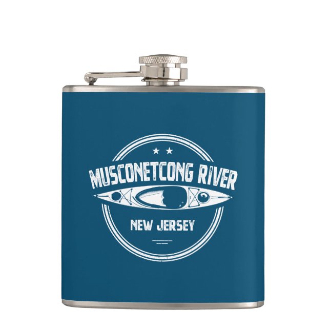 Musconetcong River New Jersey Kayaking Flask (Front)