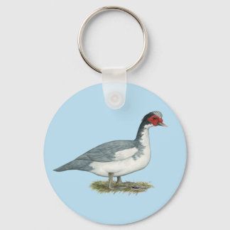 Muscovy Blue Pied Drake Keychain