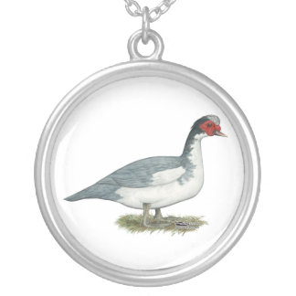 Muscovy Blue Pied Drake Silver Plated Necklace