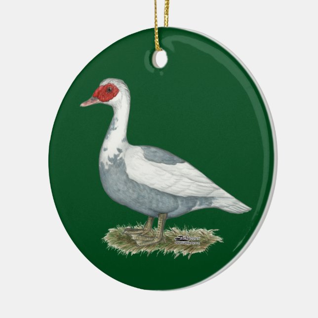 Muscovy Blue Pied Duck Ceramic Ornament (Left)