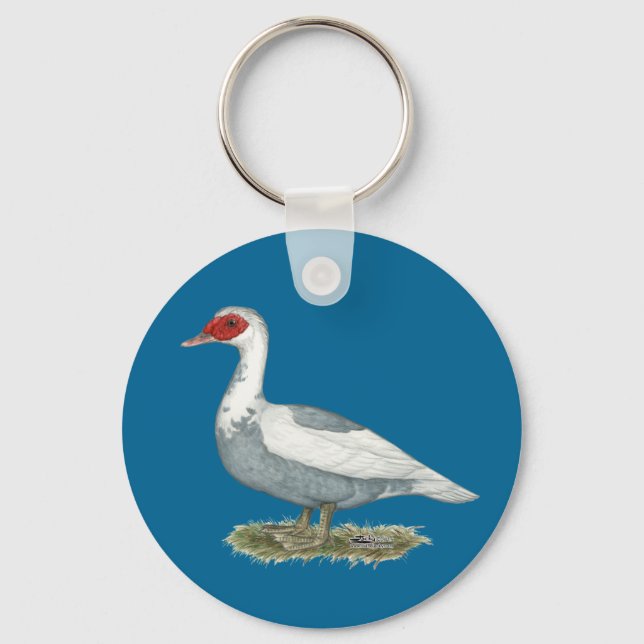 Muscovy Blue Pied Duck Keychain (Front)
