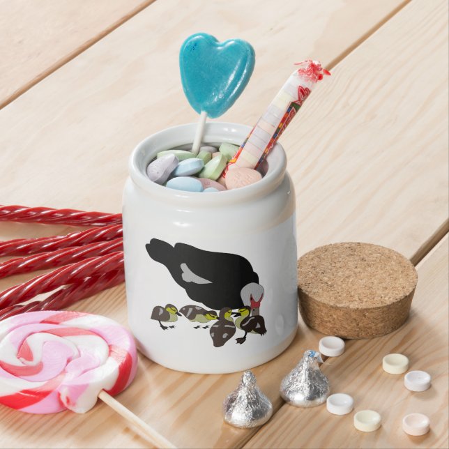 Muscovy Duck and Adorable Duckling Candy Jar (In Situ)