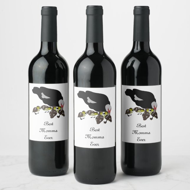Muscovy Duck and Adorable Duckling Wine Label (Bottles)