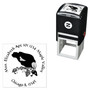 Muscovy Duck and Duckling Family Return Address Self-inking Stamp