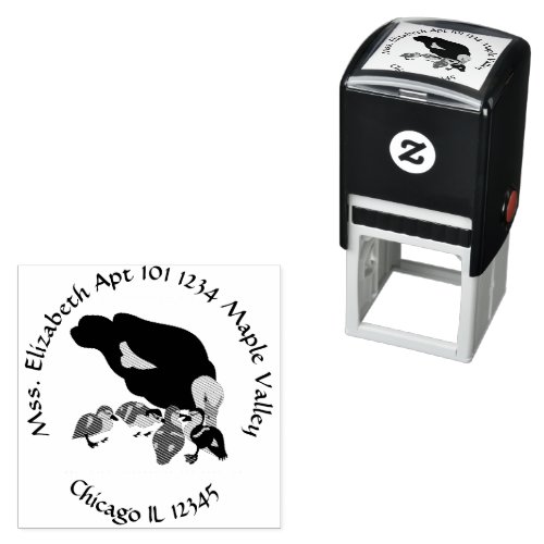Muscovy Duck and Duckling Family Return Address Self_inking Stamp