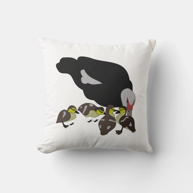 Muscovy Duck and Duckling Throw Pillow (Front)