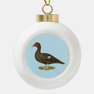 Muscovy Duck Chocolate Ceramic Ball Christmas Ornament