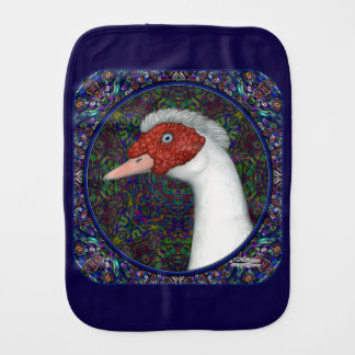 Muscovy Duck Head White Baby Burp Cloth