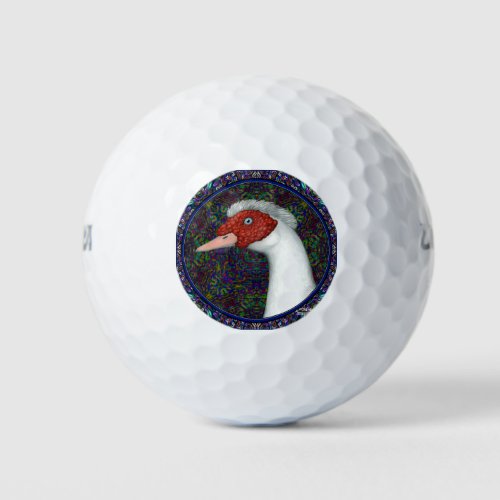 Muscovy Duck Head White Golf Balls