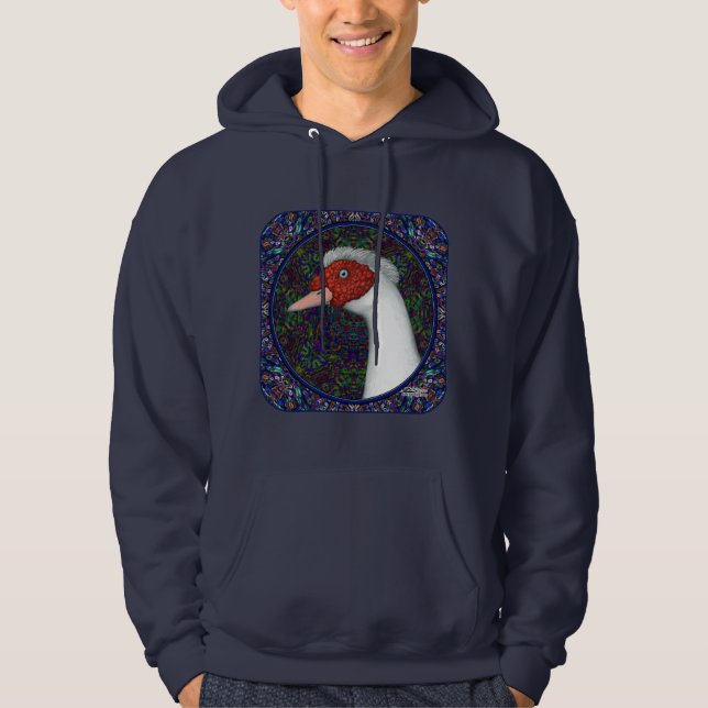 Muscovy Duck Head White Hoodie (Front)