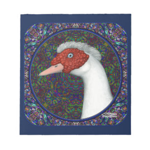 Muscovy Duck Head White Notepad