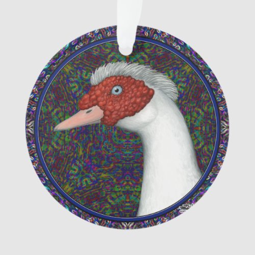 Muscovy Duck Head White Ornament