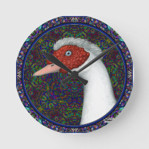 Muscovy Duck Head White Round Clock