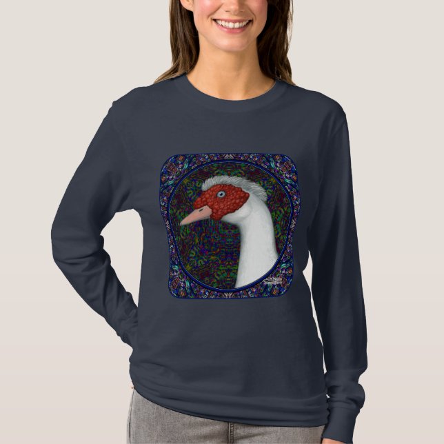 Muscovy Duck Head White T-Shirt (Front)