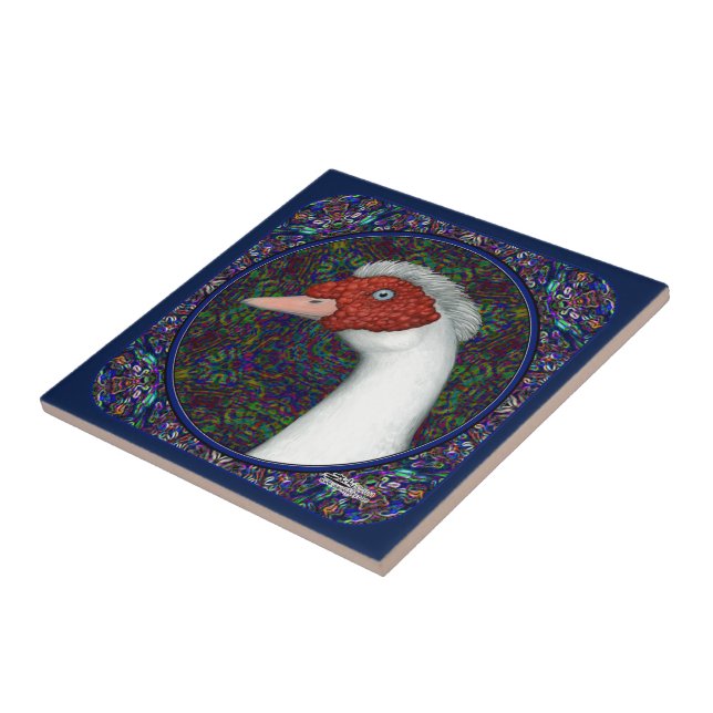 Muscovy Duck Head White Tile (Side)