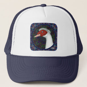 Muscovy Duck Head White Trucker Hat