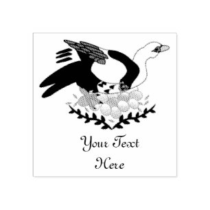 Muscovy Duck on a Nest of Eggs Rubber Stamp