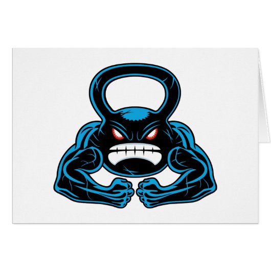 muscular angry kettlebell mascot (Front Horizontal)