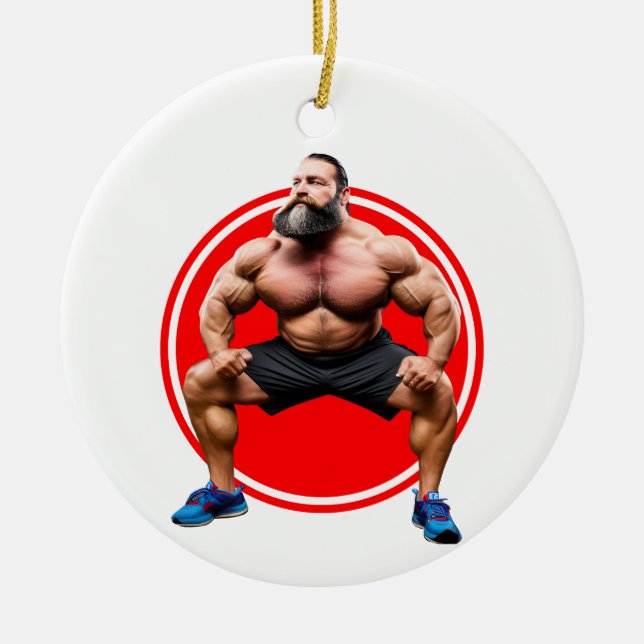 Muscular Bearded Ceramic Ornament (Front)