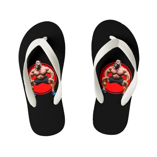 Muscular Bearded Kid's Flip Flops (Footbed)