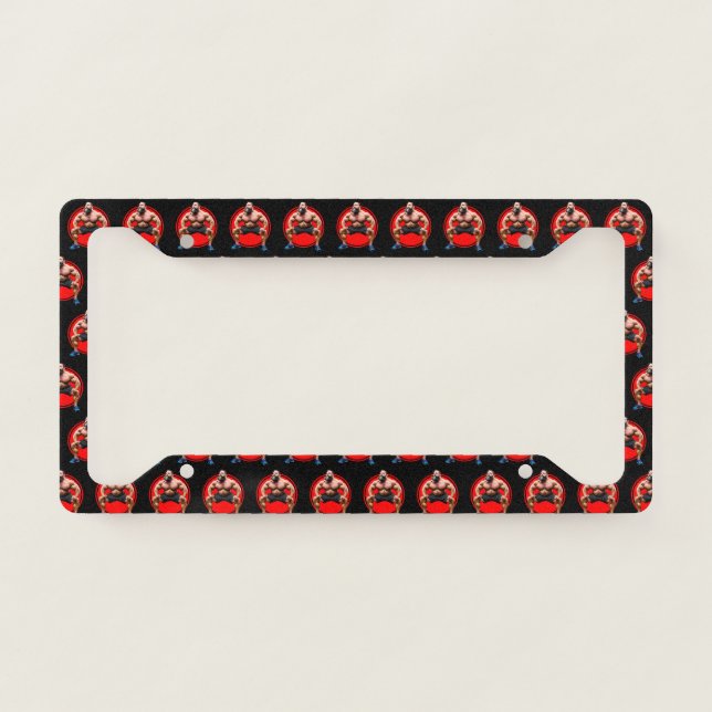 Muscular Bearded License Plate Frame (Front)