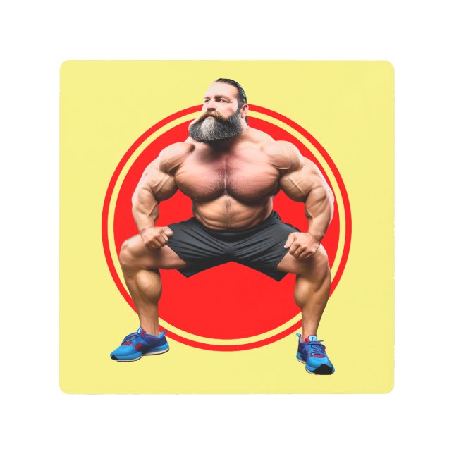 Muscular Bearded Metal Print (Front)