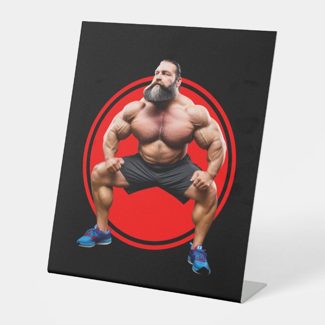 Muscular Bearded Pedestal Sign (Front)