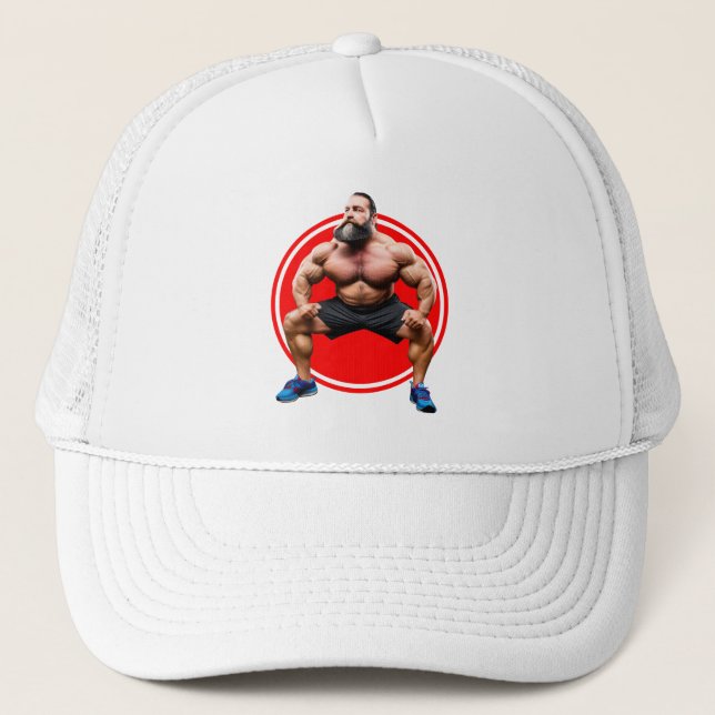 Muscular Bearded Trucker Hat (Front)