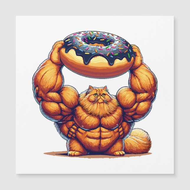 Muscular Cat Lifting Doughnut (Front)