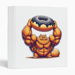 Muscular Cat Lifting Doughnut 3 Ring Binder
