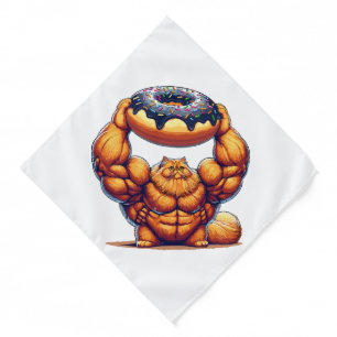 Muscular Cat Lifting Doughnut Bandana