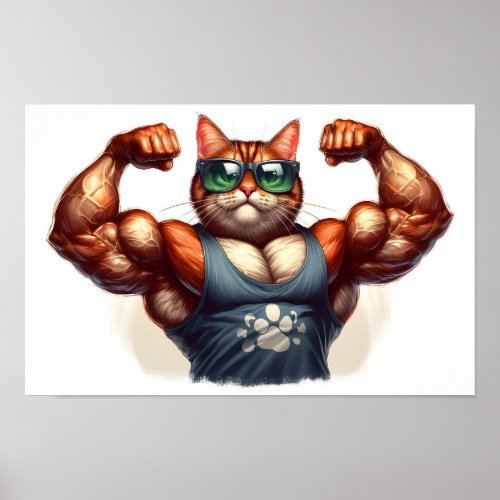 Muscular Cat Poster