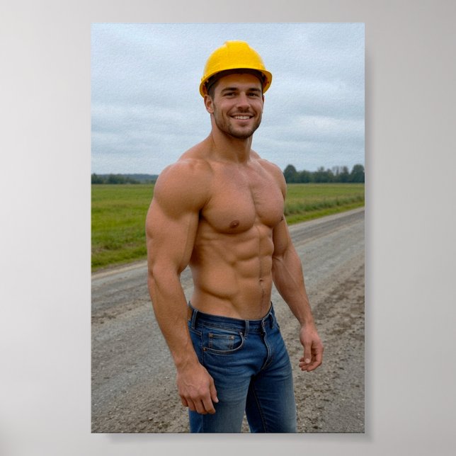 Muscular Construction Worker Image No. 1 Mini Poster (Front)