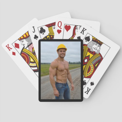 Muscular Construction Worker Image No. 1 Poker Cards