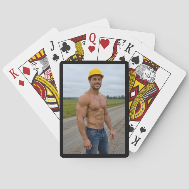 Muscular Construction Worker Image No. 1 Poker Cards (Back)