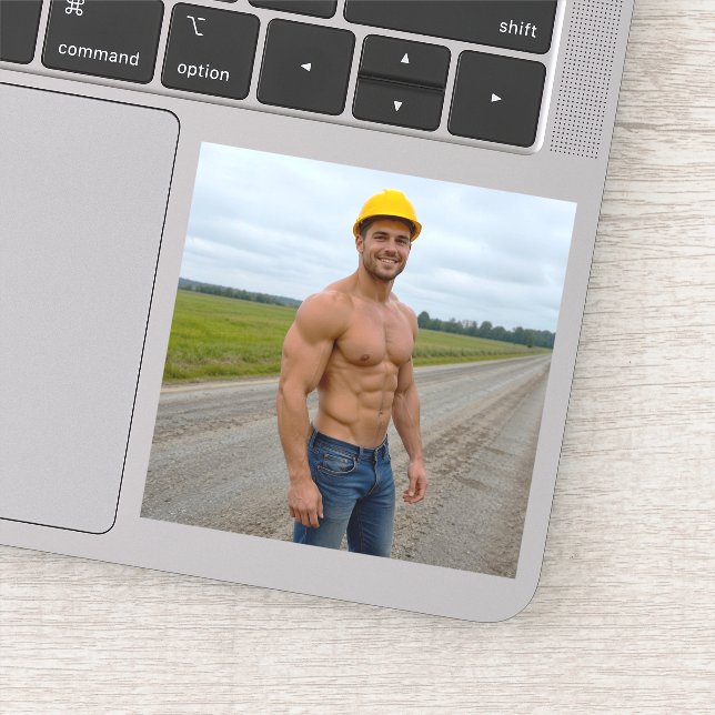Muscular Construction Worker Image No. 1 Sticker (Detail)