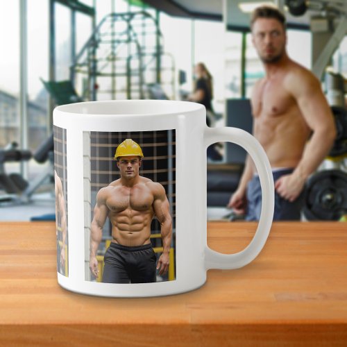 Muscular Construction Worker in Black Shorts Mug