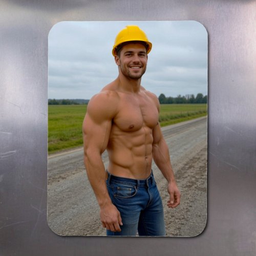 Muscular Construction Worker No. 1 Flexible Vinyl Magnet
