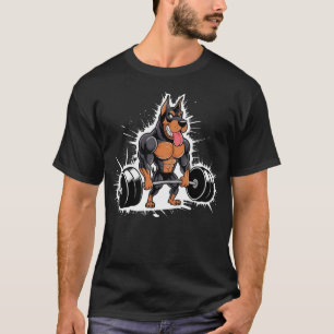 Muscular Doberman Weightlifting - Funny Gym T-Shirt
