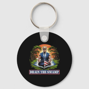 Muscular Donald Trump American Flag Boat Drain The Keychain