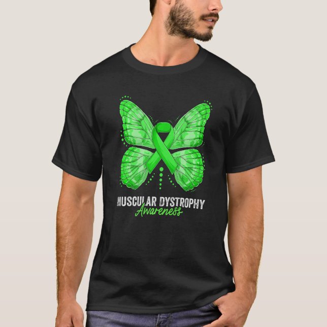 Muscular Dystrophy Awareness Month Gloves Green Ri T-Shirt (Front)