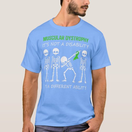 Muscular Dystrophy Dabbing Skeleton  Green Ribbon  T_Shirt