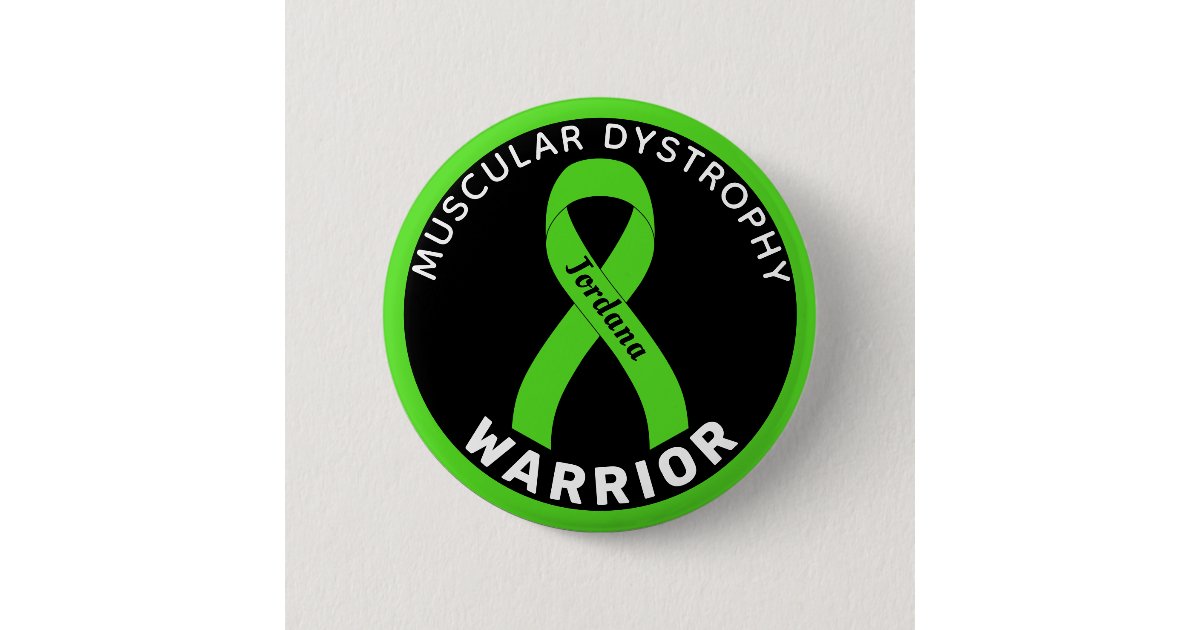 Muscular Dystrophy Warrior Ribbon Black Button | Zazzle