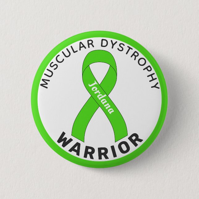 Muscular Dystrophy Warrior Ribbon White Button (Front)