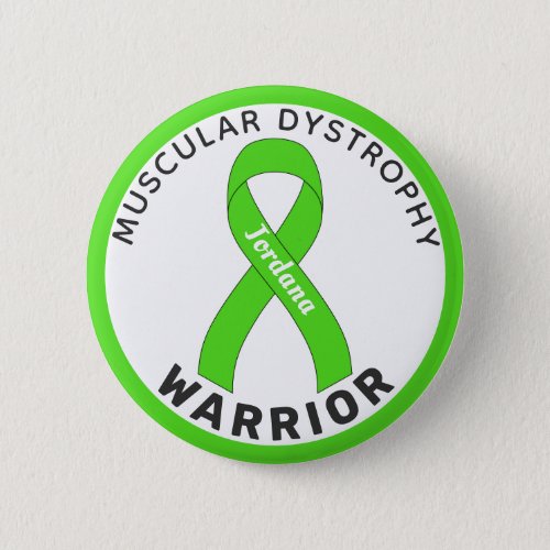 Muscular Dystrophy Warrior Ribbon White Button
