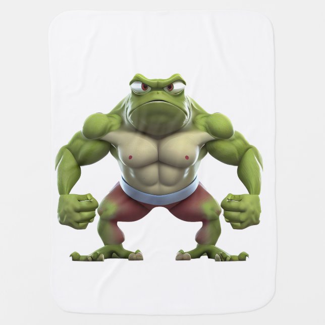 Muscular Frog, Strong Muscular Bodybuilding Frog Baby Blanket (Front)