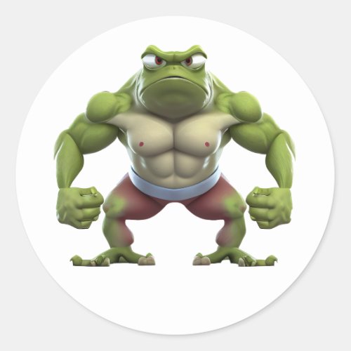 Muscular Frog Strong Muscular Bodybuilding Frog Classic Round Sticker