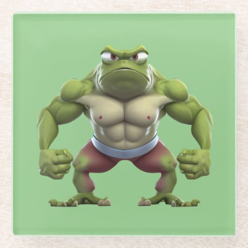 Muscular Frog Strong Muscular Bodybuilding Frog Glass Coaster