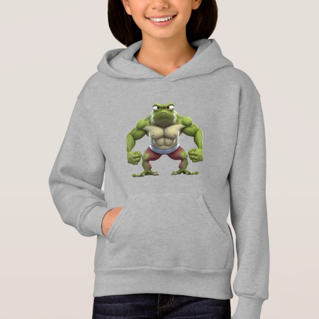 Muscular Frog, Strong Muscular Bodybuilding Frog Hoodie (Front)