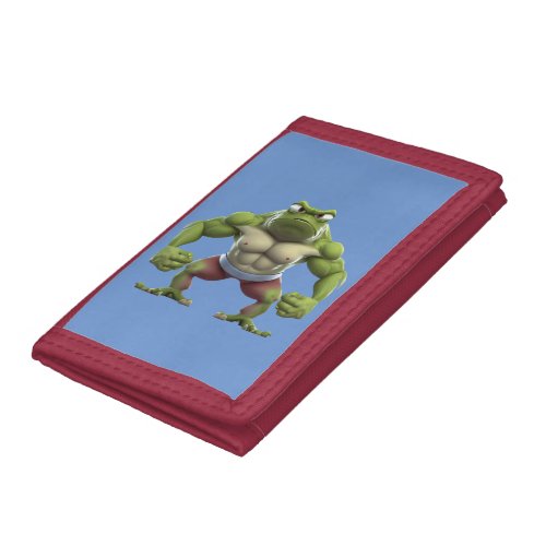 Muscular Frog Strong Muscular Bodybuilding Frog Trifold Wallet